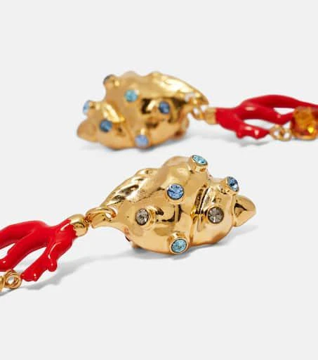 Oscar de la Renta Crystal-embellished clip-on earrings 4