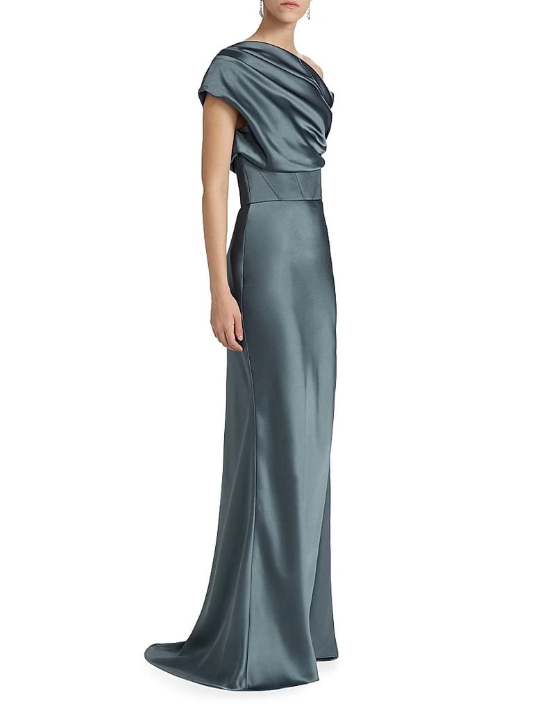 Amsale Satin One-Shoulder Gown 4