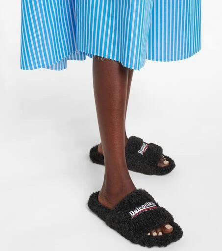 Balenciaga Furry faux shearling slides 4