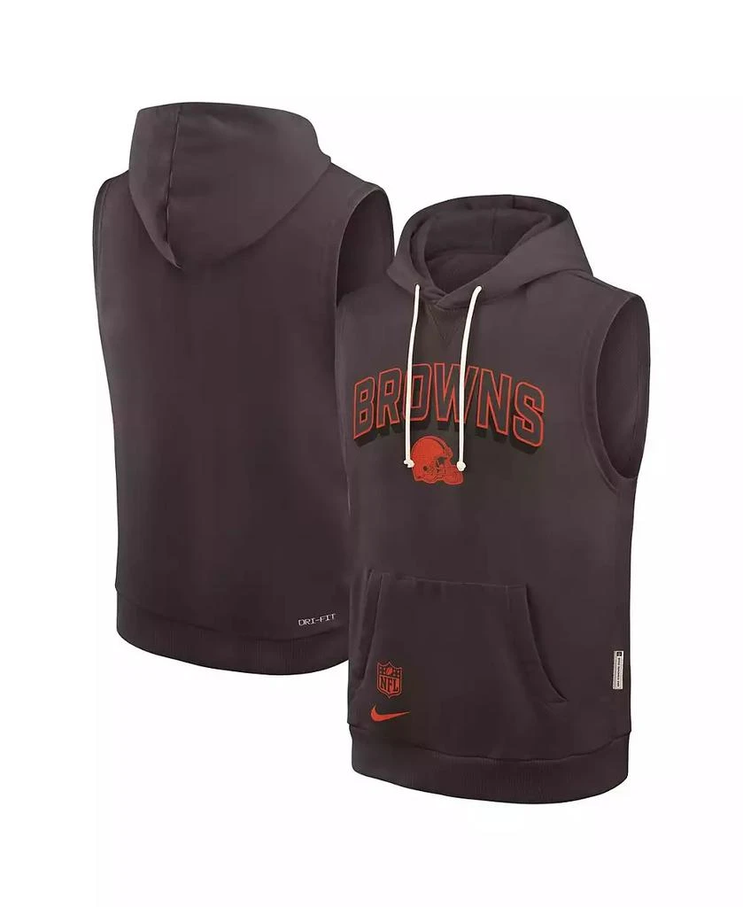 NIKE Men's Brown Cleveland Browns Sideline Performance Sleeveless Pullover Hoodie 1