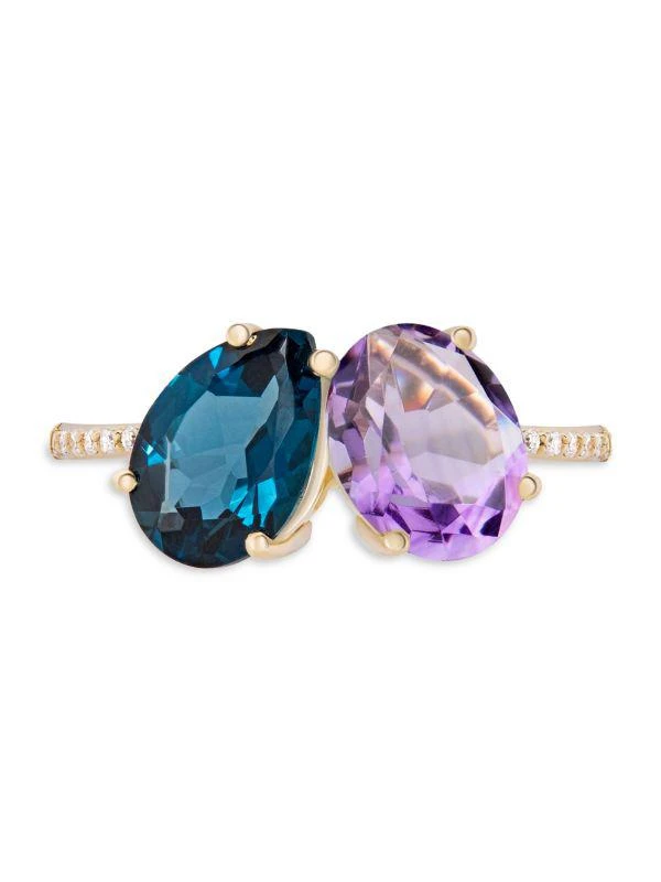 Saks Fifth Avenue 14K Yellow Gold & Multi Stone Ring 2