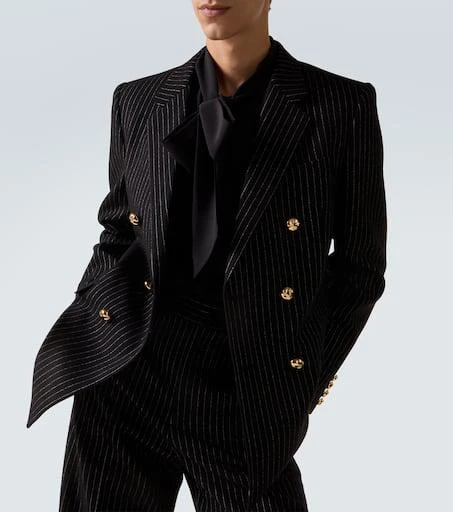 Valentino Chalk stripe wool and silk blazer 5