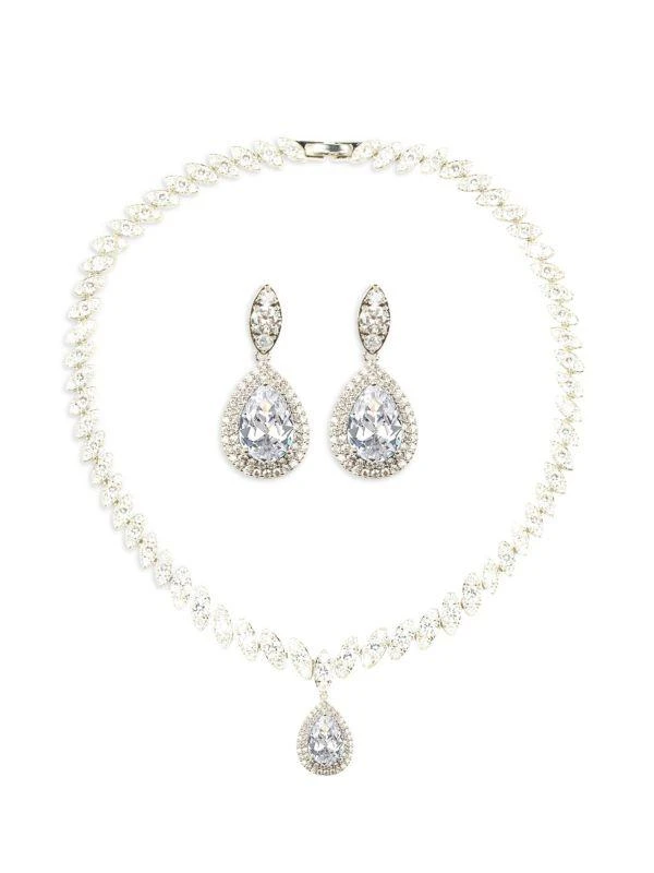 Eye Candy LA 2-Piece The Luxe May Silvertone & Cubic Zirconia Necklace & Earrings Set 1