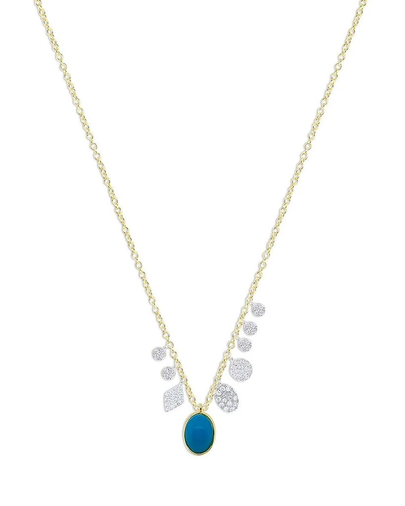 Meira T 14K White & Yellow Gold Turquoise & Diamond Dangle Pendant Necklace, 18-20" 1