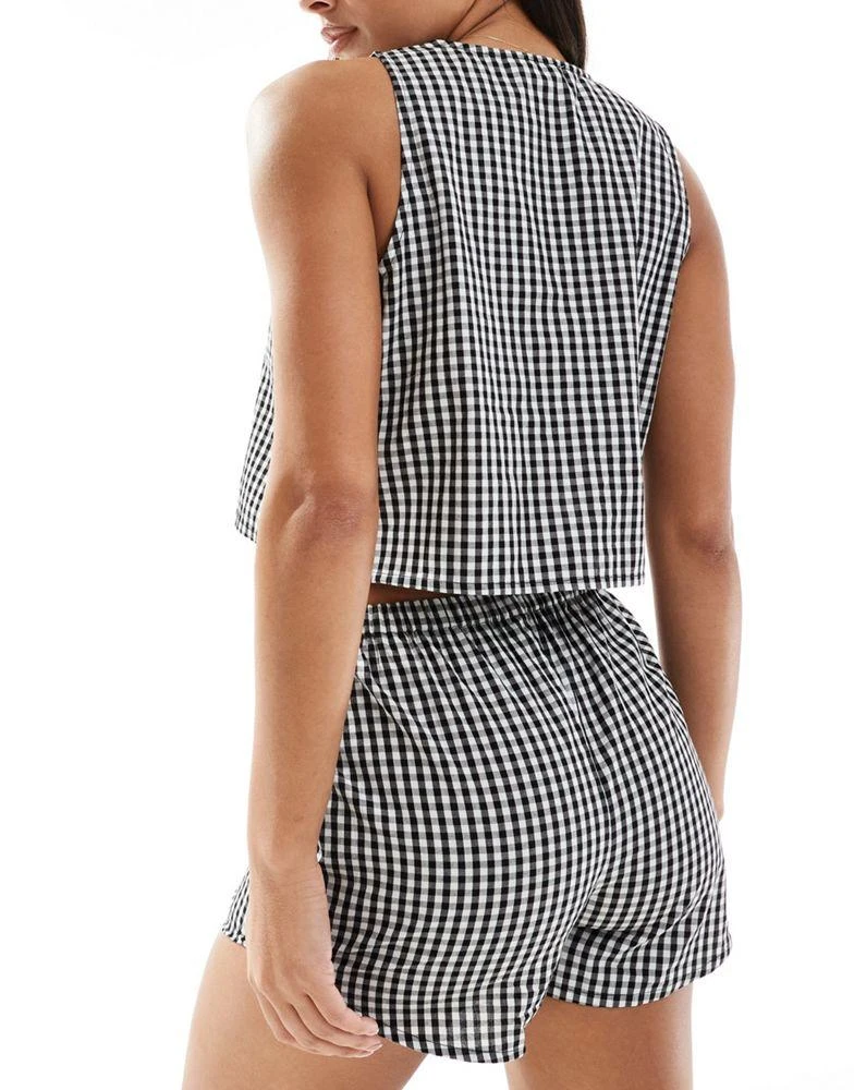 Luna Luna gingham vest and short pyjama set in black 4