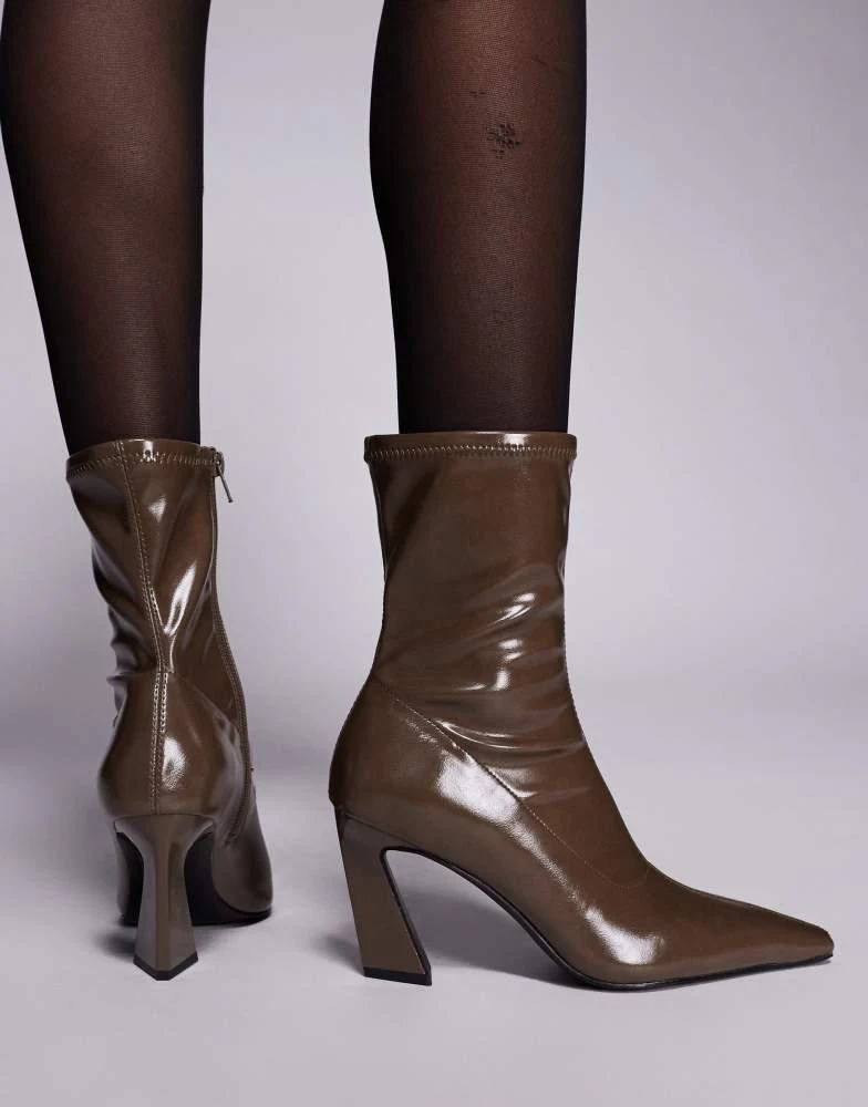 ASOS ASOS DESIGN Ember chisel toe sock ankle boots in olive 3