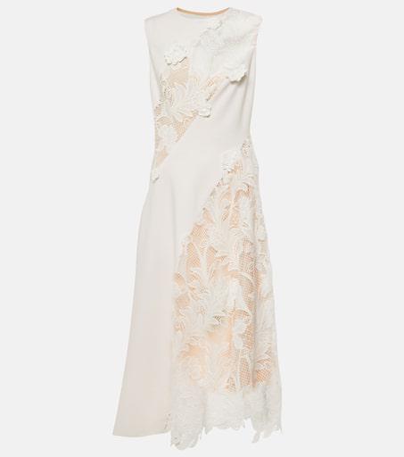 Lace-trimmed wool-blend midi dress – On Sale Now with Up to