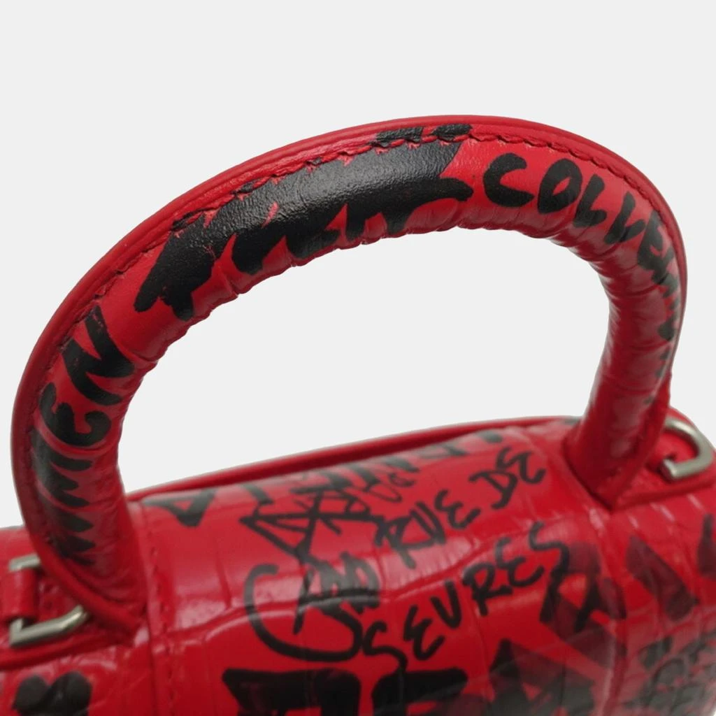 Balenciaga Balenciaga Red Leather Graffiti Hourglass XS Top Handle Bags 7