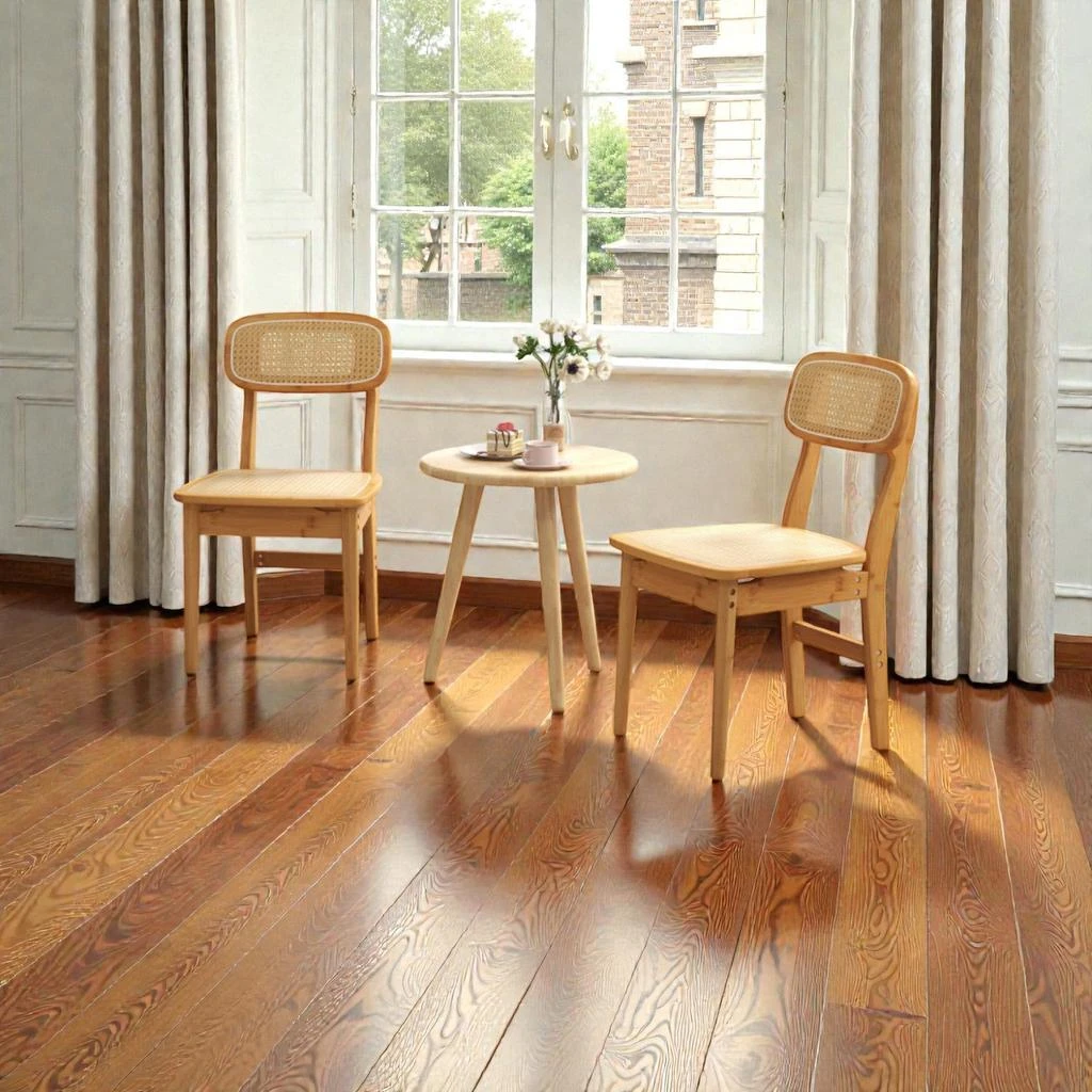 Hivvago Faux-Rattan Back Dining Chairs Set of 2 for Stylish Home Seating