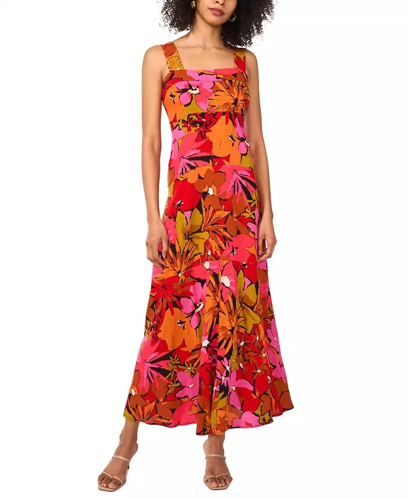 Vince Camuto Women's Floral Square-Neck Smocked-Back Sleeveless Maxi Dress 1