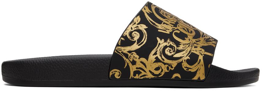 Versace Black Graphic Slides