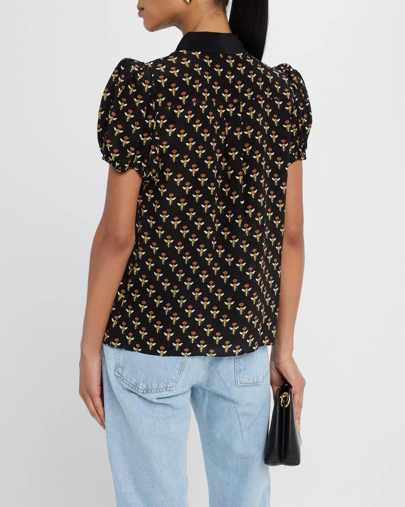 Alice + Olivia Queen Bee Willa Embroidered Puff-Sleeve Blouse 3