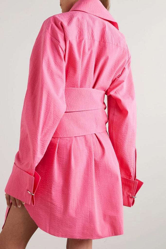 Marques Almeida Belted cotton-seersucker mini shirt dress 3