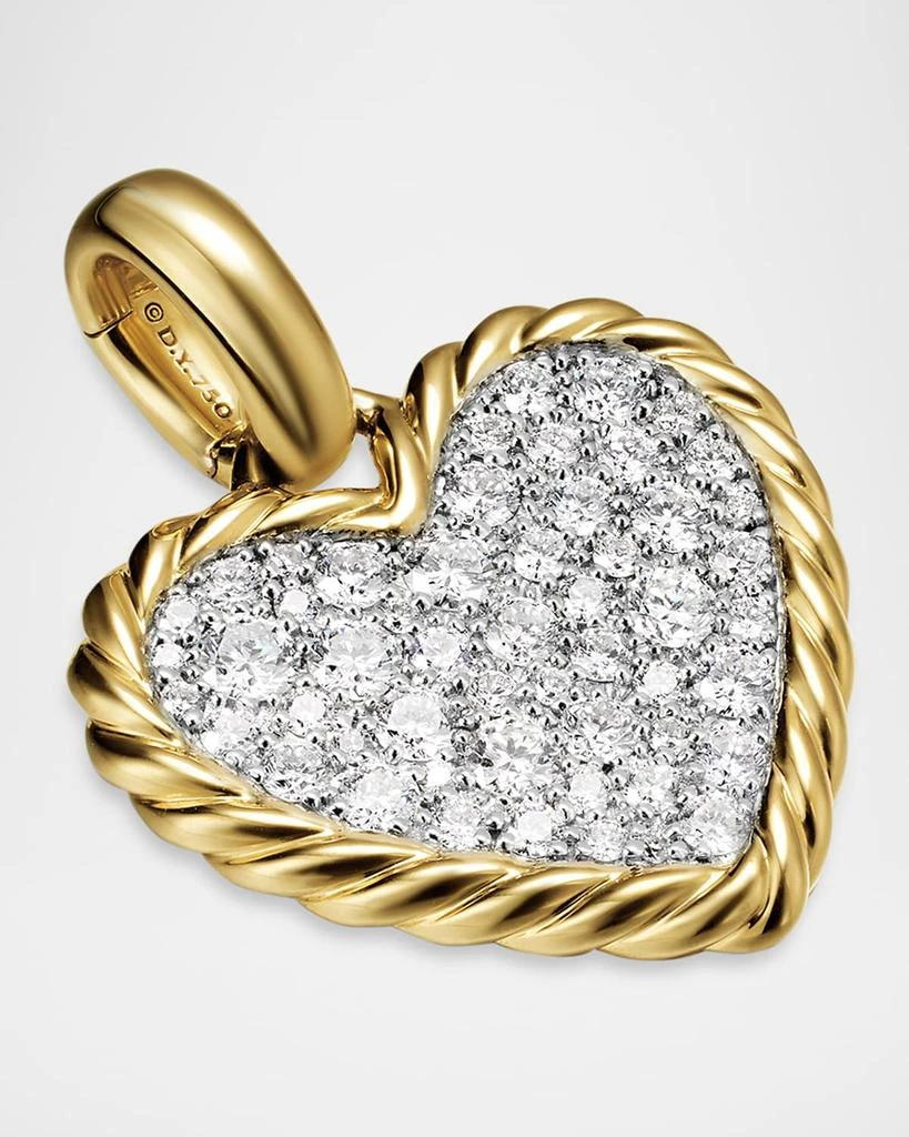 David Yurman Pave Plate Heart Enhancer with Diamonds in 18K Gold , 17mm 3