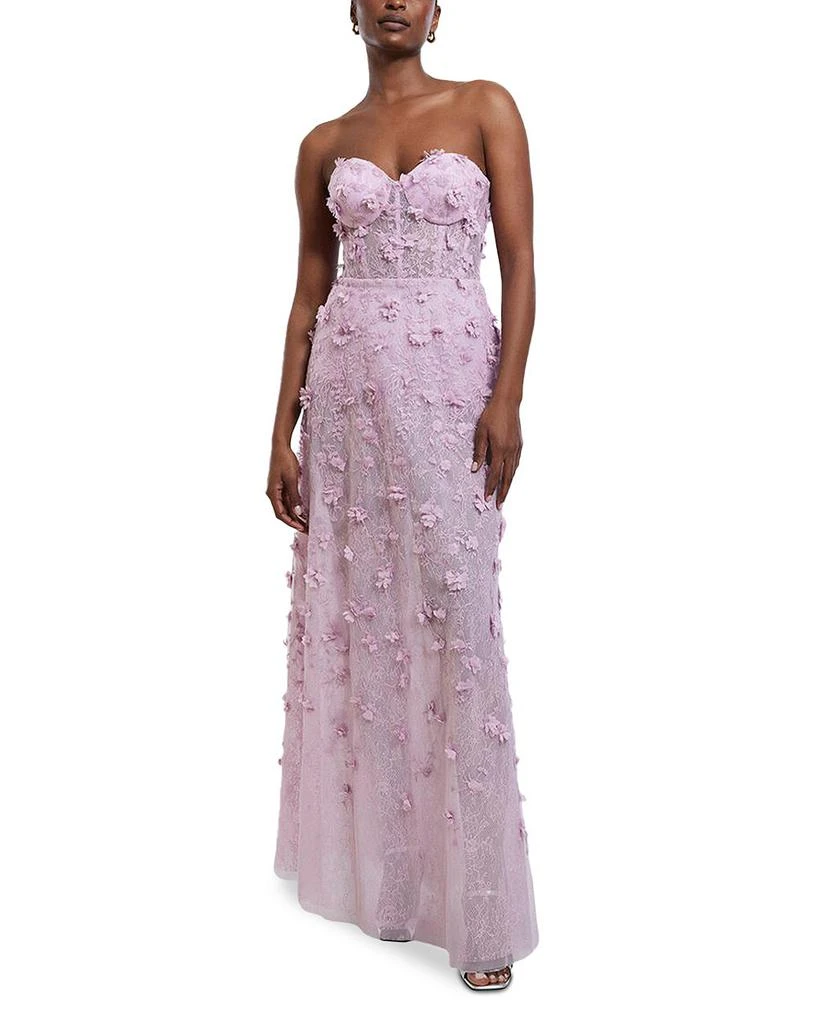 BCBG Strapless Floral Applique Dress 1
