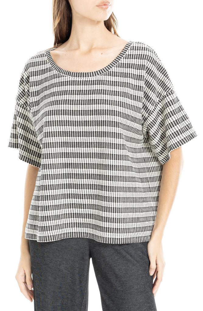 Max Studio Flek Textured Stripe Boxy T-Shirt
