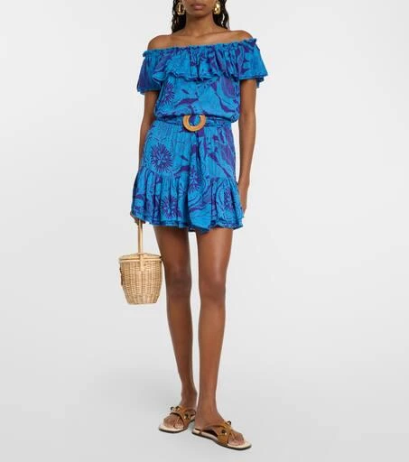 Poupette St Barth Bella printed off-shoulder minidress 2