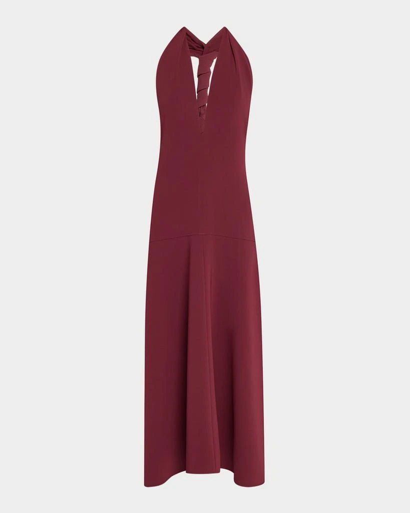 Proenza Schouler Plunging Halter Twisted Matte Viscose Maxi Dress 1