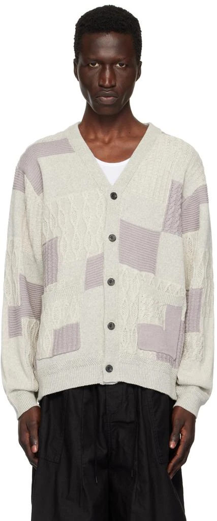 BEAMS PLUS Gray Patchwork Cardigan 1