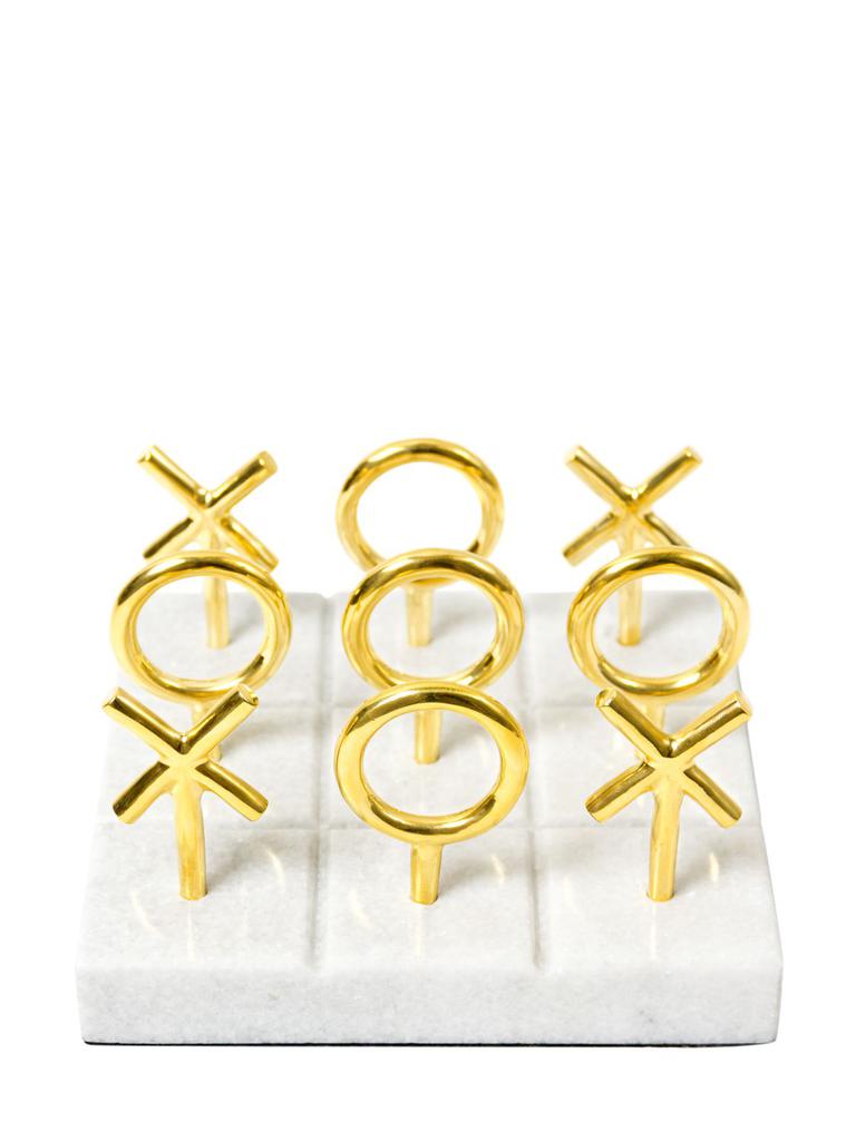 JONATHAN ADLER Marble & Brass Tic Tac Toe Set