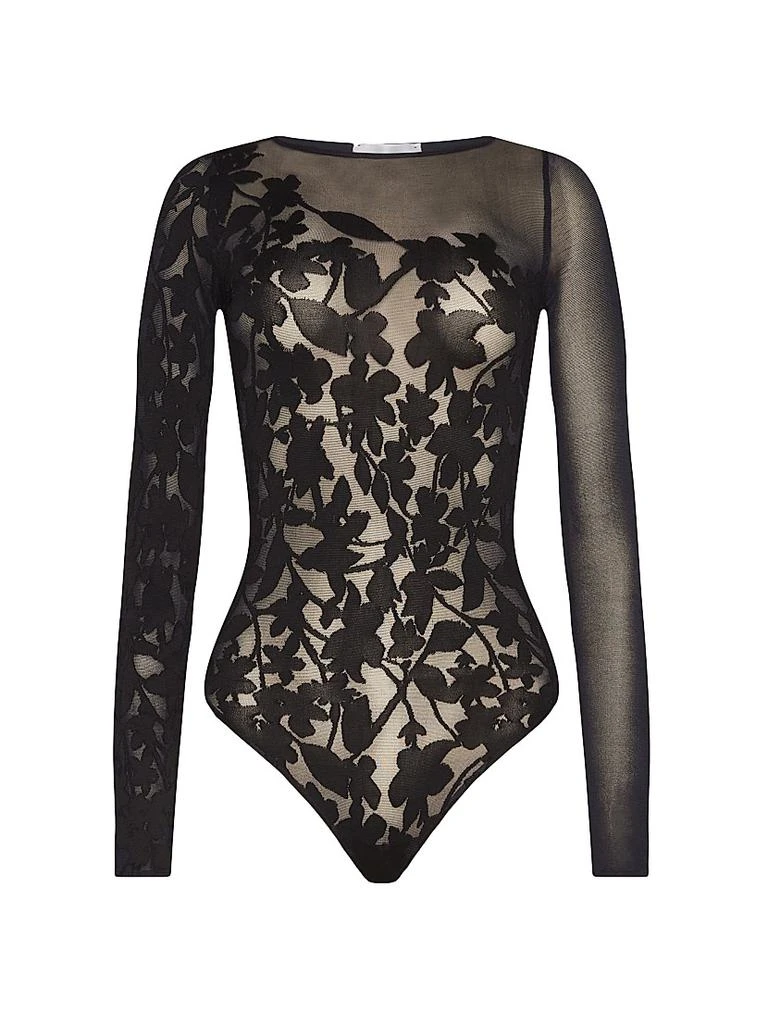 Wolford Floral Sheer Thong Bodysuit 1
