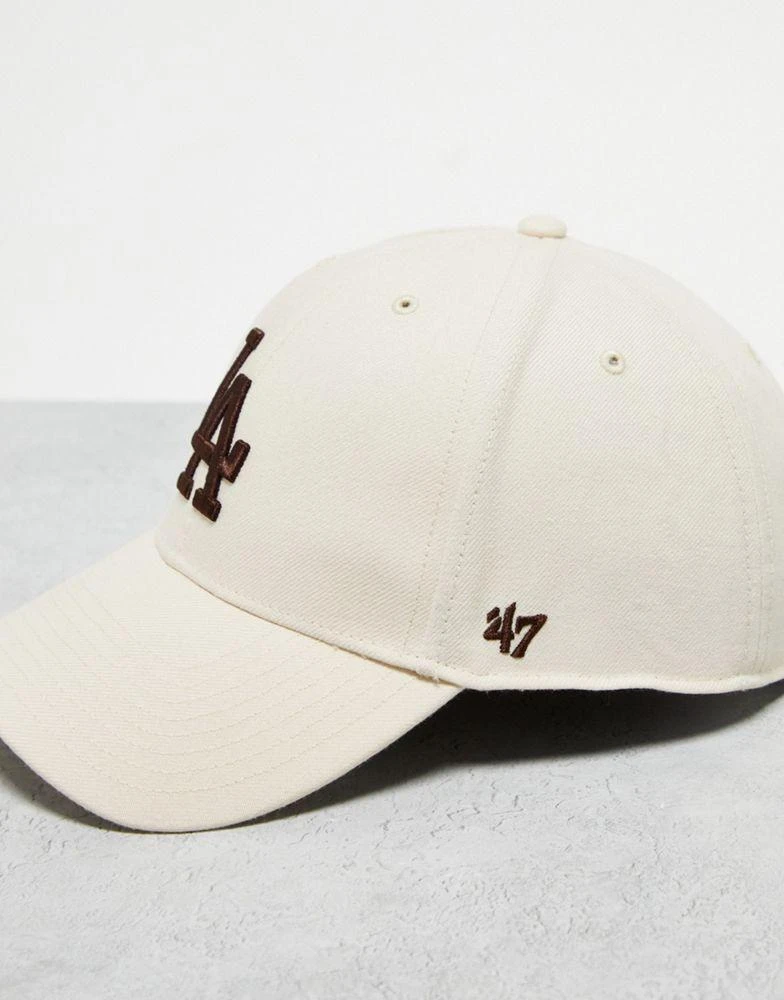 47 Brand 47 Brand MLB LA Dodgers snapback cap in ecru with brown embroidery 3