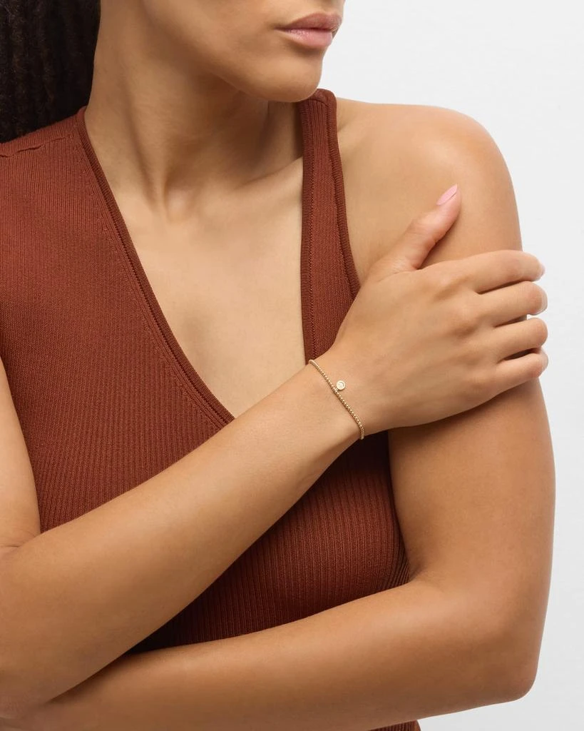 Sydney Evan 2mm Gold Bead Diamond Happy Face Charm Bracelet 5