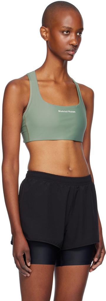 District Vision Green Twin Layer Medium Support Sport Bra