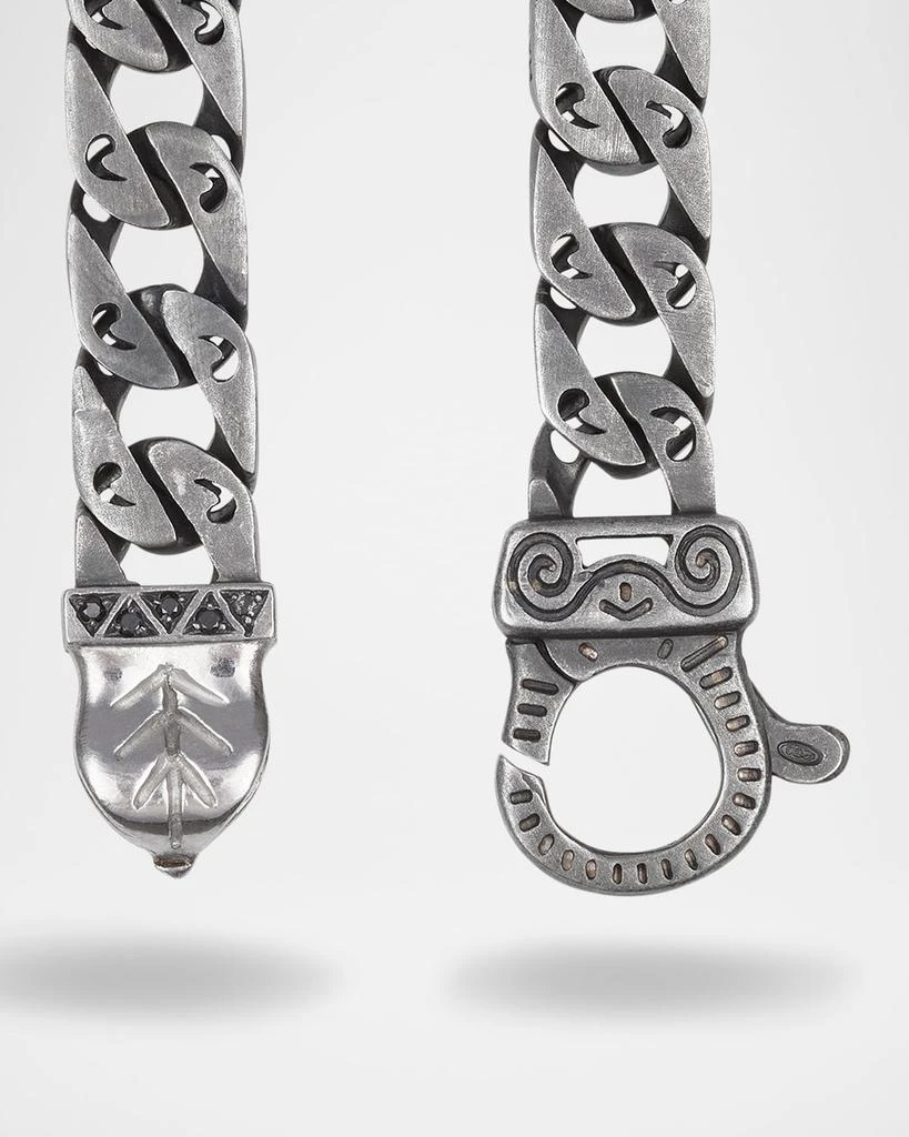 Marco Dal Maso Flaming Tongue Wide-Link Sterling Silver Necklace with Black Diamonds, 22" 2