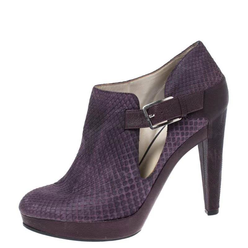 Dior Dior Purple Python Leather And Embossed Leather Platform Ankle Booties Size 40 2