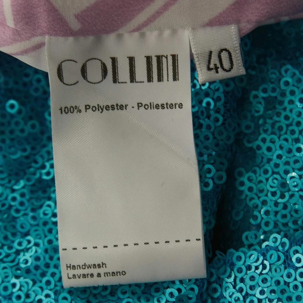 Collini Collini Blue Sequin Draped Long Sleeve Mini Dress S 5