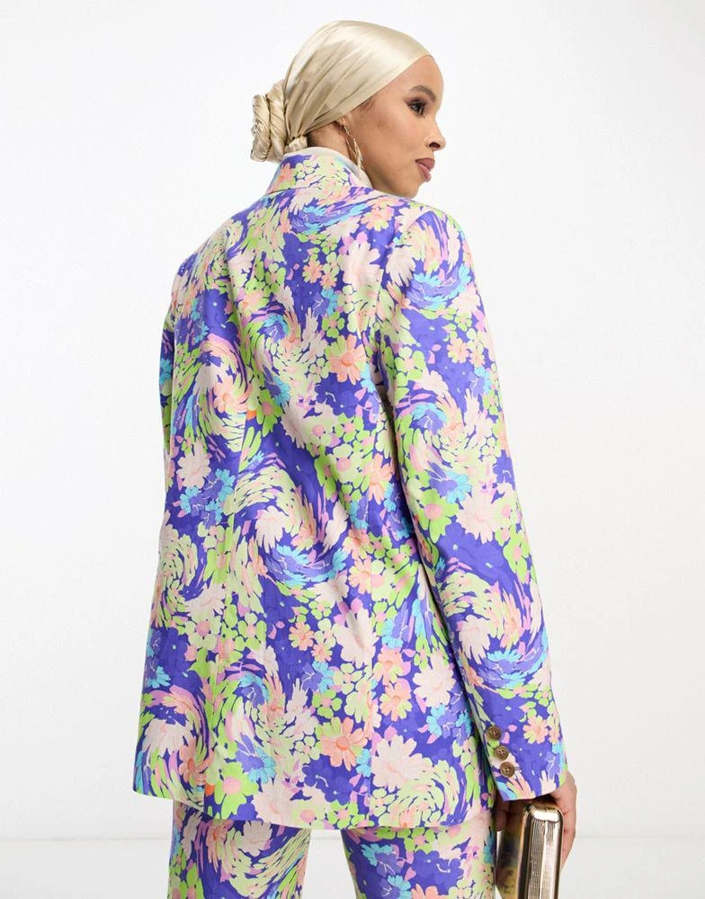 ASOS ASOS DESIGN floral suit dad blazer in blue 3