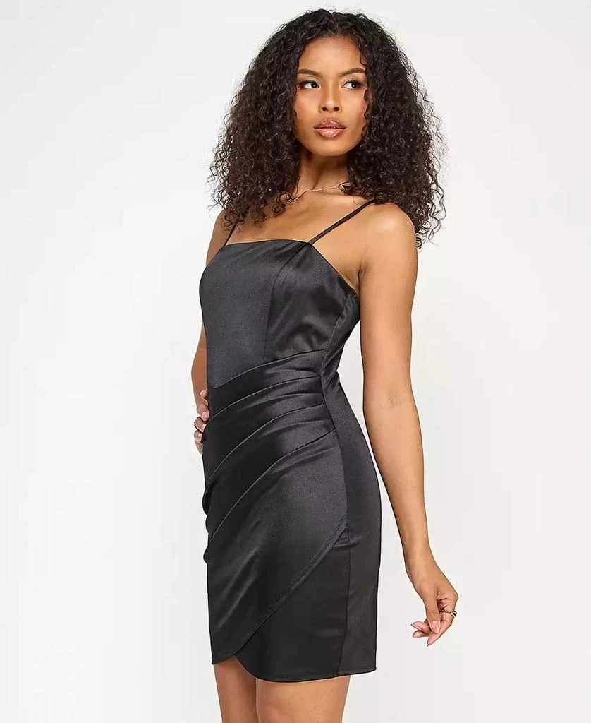Emerald Sundae Juniors' Ruched Asymmetric Bodycon Dress 5
