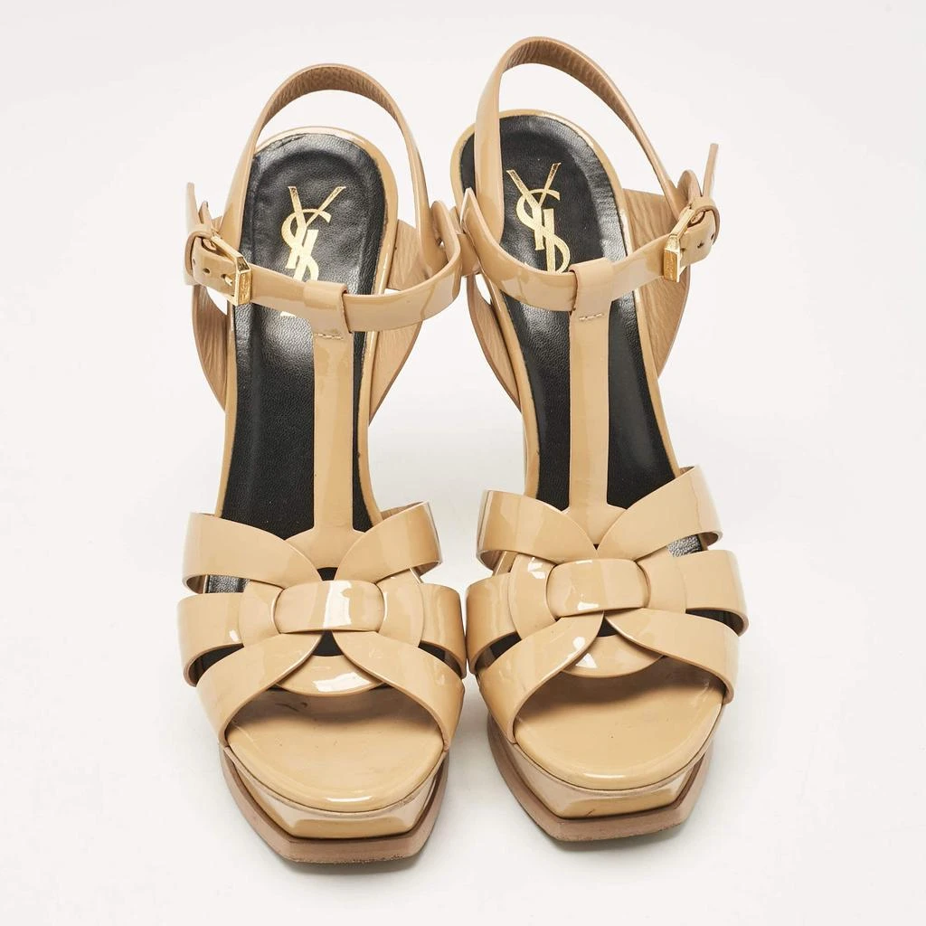 Yves Saint Laurent Saint Laurent Beige Patent Leather Tribute Sandals Size 37.5 3