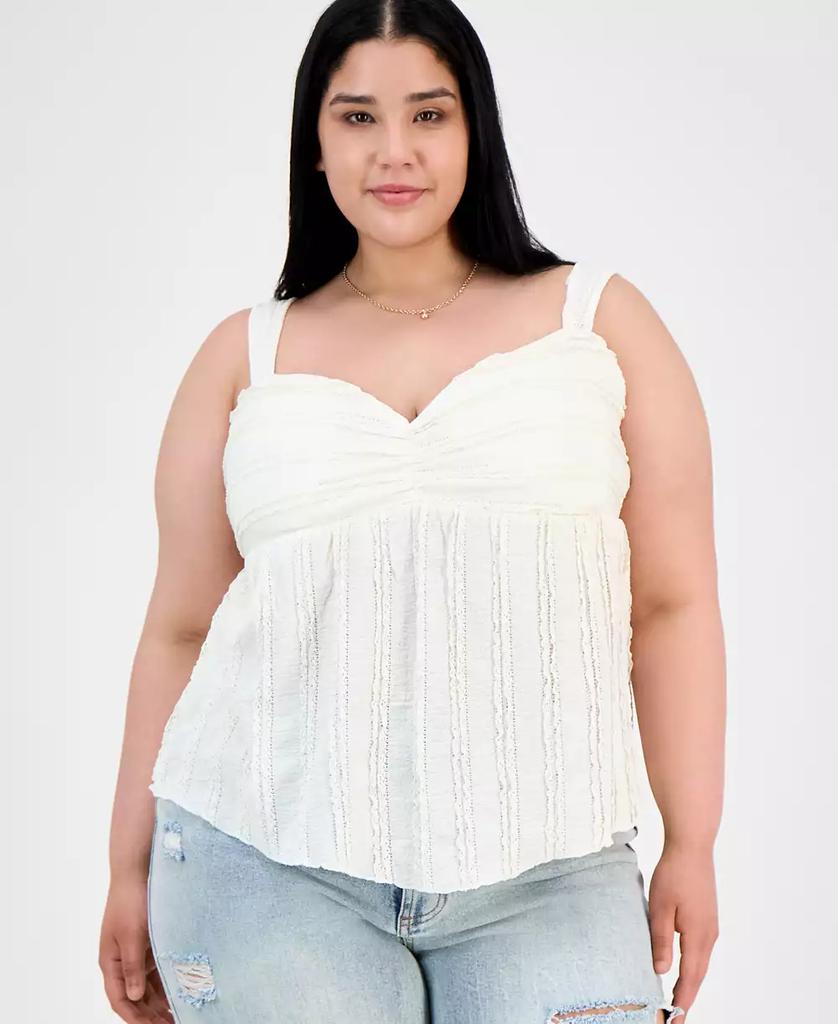 Derek Heart Trendy Plus Size Lace-Trim Sweetheart-Neck Tank