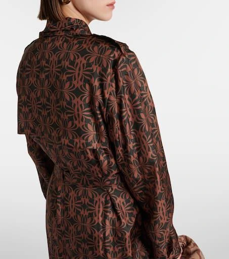 Dries Van Noten Printed silk satin trench coat 6