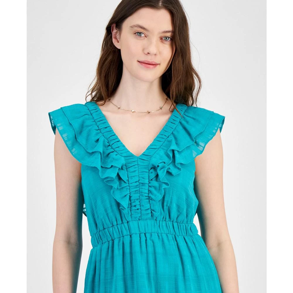 City Studios Juniors' Ruffled Textured Cotton Fit & Flare Dress 7