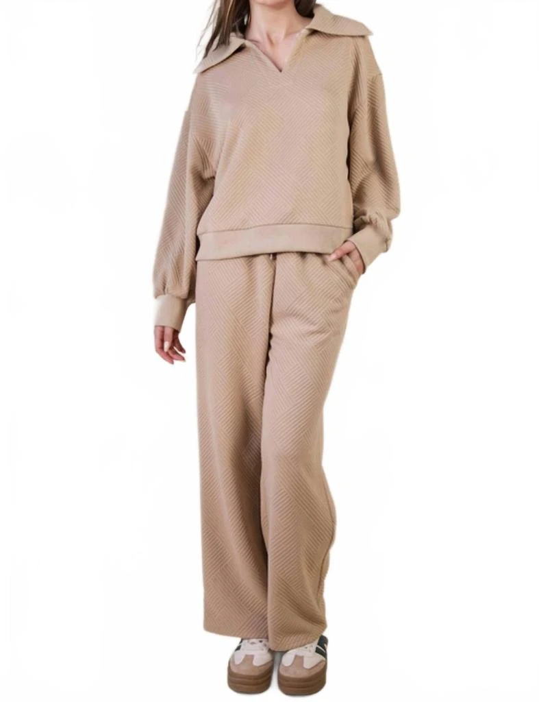 VERY J Textured Casual Comfy Set In Brown