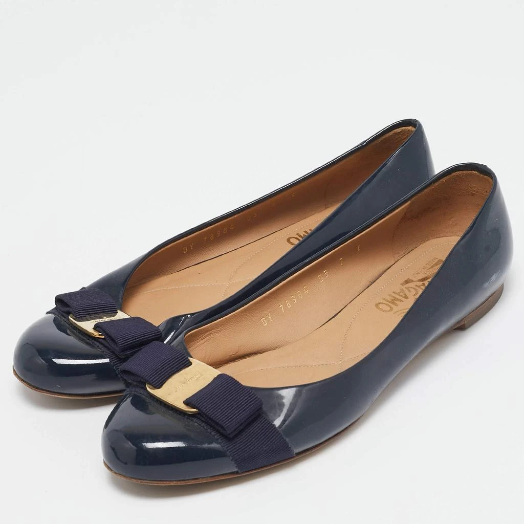Salvatore Ferragamo Salvatore Ferragamo Navy Blue Patent Leather Varina Ballet Flats Size 37.5 2