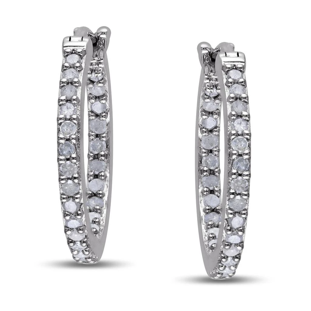 Mimi & Max 1/2ct TDW Diamond Inside Outside Hoop Earrings in Sterling Silver 6