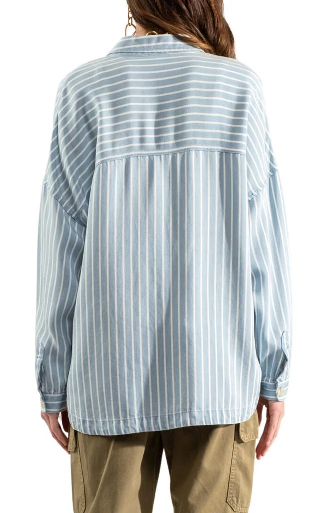 Blu Pepper Stripe Tencel<sup>®</sup> Lyocell Shirt Jacket 2