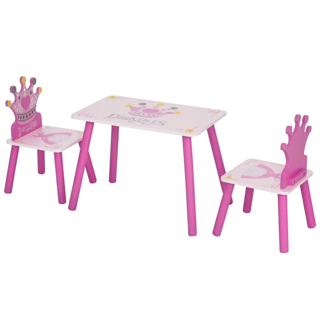 Hivvago Toddler Activity Table and Chair Set with Crown Pattern