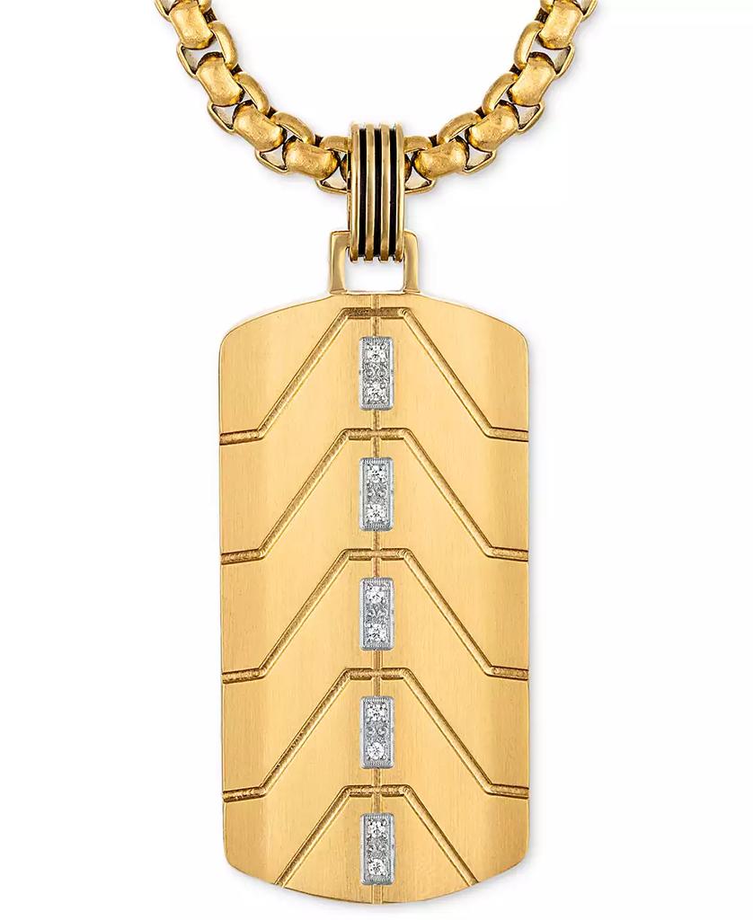 Esquire Men's Jewelry Diamond Chevron Dog Tag 22" Pendant Necklace (1/20 ct. t.w.) in Black & Gold-Tone Ion Plated Stainless Steel, Exclusively at Macy's