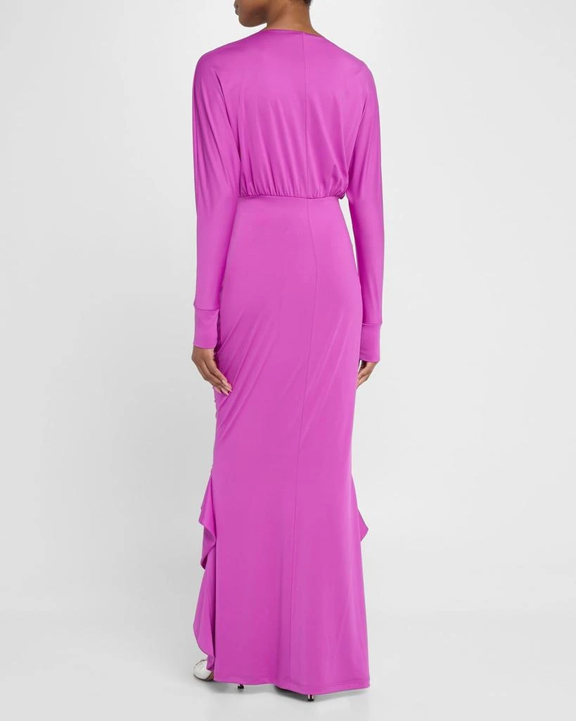 Black Halo Sweeney Ruched High-Low Ruffle Maxi Dress 3