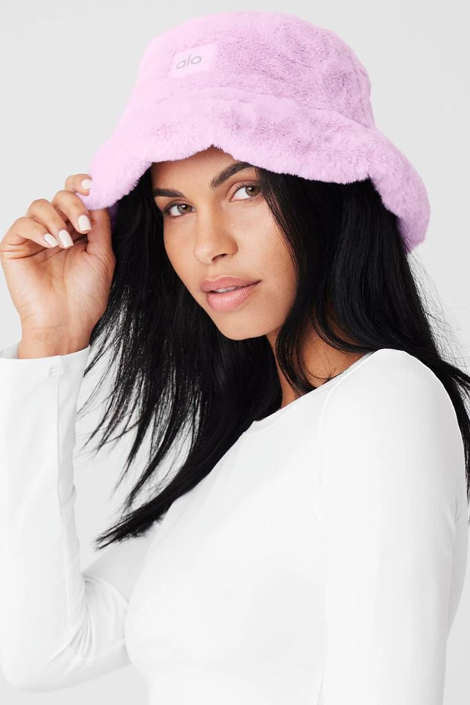 Alo Faux Fur Bucket Hat - Sugarplum Pink - Hats - Compare 
