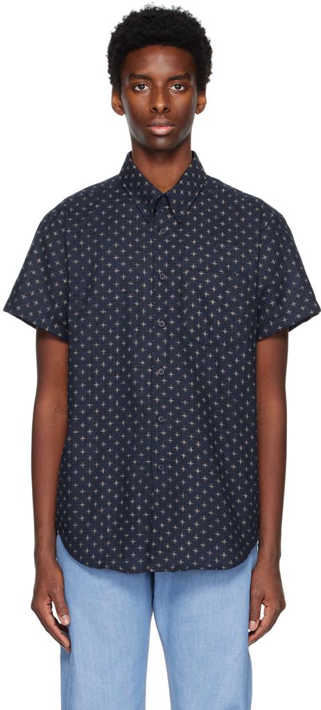 Naked & Famous Denim Navy Printed Shirt