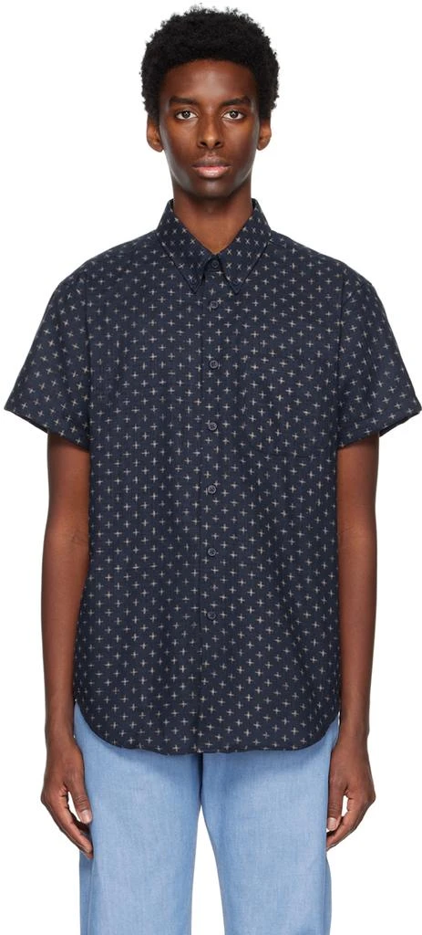 Naked & Famous Denim Navy Printed Shirt 1