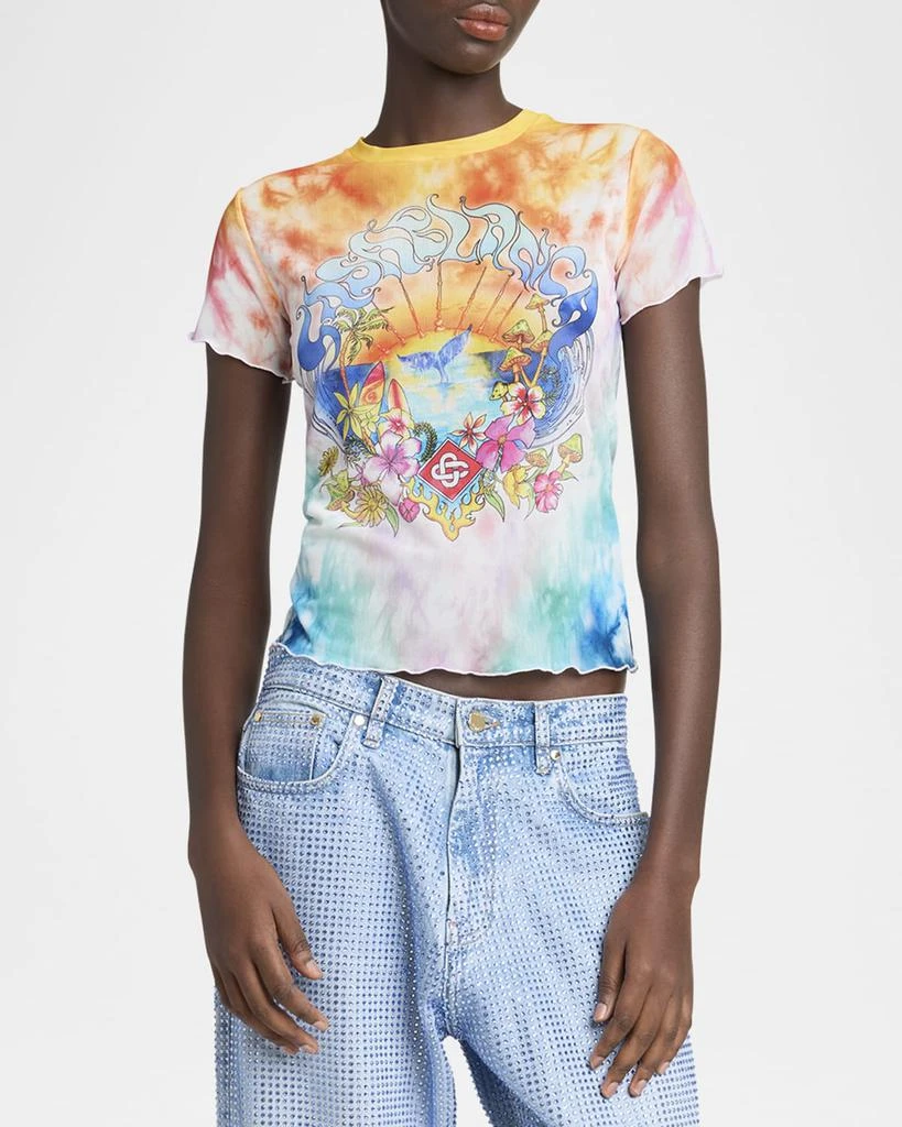 Casablanca Lettuce Hem Printed Mesh Tee 4