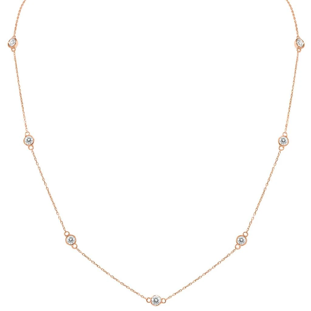 SSELECTS 1 1/2 Carat Tw Bezel Set Diamond Station Necklace In 14K Rose Gold 1