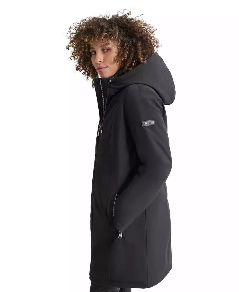 DKNY Womens Hooded Bibbed Zip-Front Puffer Coat 3